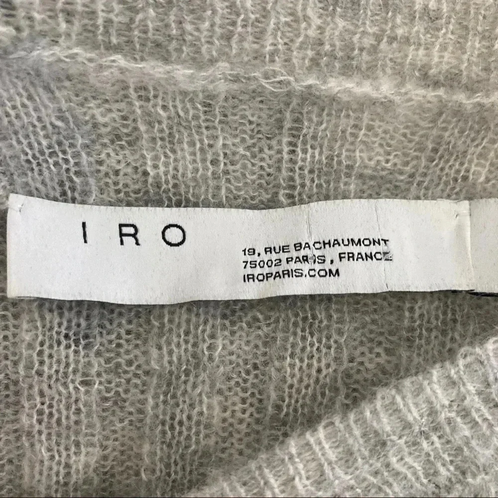 IRO Opera Slashed Sweater Wool/Mohair Sz XS Pearl Gray